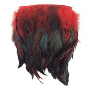 Sowder Rooster Hackle - Ribete de flecos de plumas de 5 a 7 pulgadas de ancho, paquete de 5 yardas (rojo)