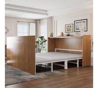 Soweiz cama Murphy plegable, cama abatible de pared, cama plegable 90 x 200 cm, combinación de marco de metal y tablero de madera, con fijación a la pared con bloqueo, resistente y silenciosa, cama