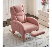 Soweiz Silla de salón con reposabrazos, sillón de relax, mecedora acolchada, silla acento para dormitorio, tela de peluche, capacidad de carga de 110 kg, 66 x 125 x 101 cm (rosa)