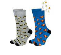 soxo DC Comics The Batman Superman Calcetines Hombre Divertidos Algodon Colores 40-45 Batman Superman Logo 2 Pares
