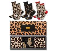 soxo Leopardo Calcetines Mujer Socks Con Estampado Animal Algodon Regalos Originales Regalo En Una Caja 35-40 Marrón 3 Pares