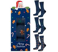 soxo Navidad Calcetines Hombre Algodon Colores Regalos Originales Divertidos 40-45 Azul 3 Pares