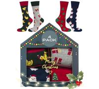 soxo Navidad Calcetines Mujer Algodon Regalos Originales Para Hombre Divertidos 40-45 4 Pares Caja Navideña 4