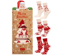 soxo Navidad Calcetines Mujer Regalo Algodon Colores Regalos Regalo En Una Caja Originales Divertidos 35-40 Beige 3 Pares