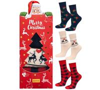 soxo Navidad Calcetines Mujer Regalo Algodon Colores Regalos Regalo En Una Caja Originales Divertidos 35-40 Rojo 3 Pares