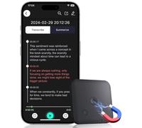 SOXOI Grabadora de Voz IA, Grabadora Mini Magnética de 64GB con ChatGPT 4o para Transcripción y Resumen en 102 Idiomas, Grabación con Un Toque, Grabadora de Voz para Conferencias/Llamadas (Negro)