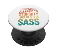 Soy alérgico a la Estupidez Romper en SASS - Retro PopSockets PopGrip Adhesivo