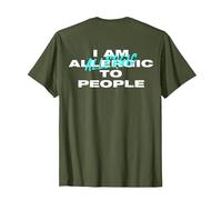 Soy ALÉRGICO A Las Personas X People Anti Social - IMPRESIÓN AL Dorso Camiseta, Hombre, Verde Oliva, 3XL