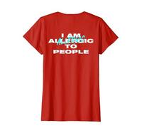 Soy ALÉRGICO A Las Personas X People Anti Social - IMPRESIÓN AL Dorso Camiseta, Mujer, Rojo, 3XL