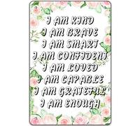 Soy amable, soy valiente, afirmaciones para niños, cita inspiradora, letreros de metal, divertidos letreros de hojalata vintage, decoración de pared, póster de hierro para casa, granja, bar, cafetería