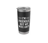 Soy amigable pero mi esposa no es un esposo introvertido Vaso térmico de acero inoxidable de doble pared