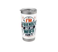 Soy amistoso, pero mi esposa no lo es Vaso térmico de acero inoxidable de doble pared