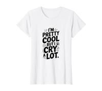 Soy Bastante Genial Pero lloro Mucho Camiseta gráfica económica, Mujer, Blanco, XS