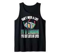 Soy Bibliotecario Tengo Muchas Vidas Con Libros Camiseta sin Mangas