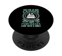 Soy cajero Me aseguro de Que Sus Compras vengan con una Sonrisa PopSockets PopGrip Adhesivo