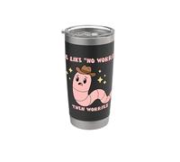 Soy como No Worries then Worries, Cute Cowboy Worm Vaso térmico de acero inoxidable de doble pared