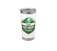 Soy compatible con ISO 14001 - Idea de regalo de gestión ambiental Vaso térmico de acero inoxidable de doble pared