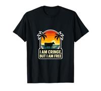 Soy Cringe, But I Am Free Meme Retro Sunset Camiseta