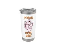 Soy demasiado viejo para esta sábana, divertido fantasma de Halloween para hombres y mujeres Vaso térmico de acero inoxidable de doble pared