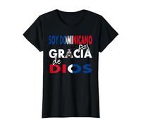 Soy Dominicano Gracia De Dios Camiseta República Dominicana Camiseta, Mujer, Negro, L