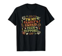 Soy el Apoyo técnico no pagado de mi Familia Nerd Divertido Retro IT G amiseta gráfica económica, Hombre, Negro, M