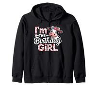 Soy el Cumpleaños Chica Vaca Madre Niña Mamá Mujer Familia Vaca Sudadera con Capucha