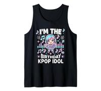Soy el cumpleaños KPOP Idol Chibi Girls K Pop Theme Party Camiseta sin Mangas