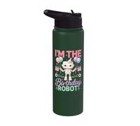 Soy el cumpleaños Robot Robótica Fiesta de cumpleaños Stainless Steel Insulated Water Bottle