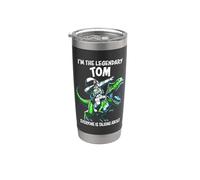 Soy el legendario Tom Funny Astronaut Dinosaur Cartoon Vaso térmico de acero inoxidable de doble pared
