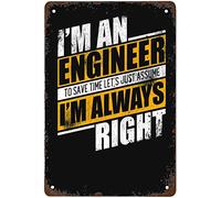 Soy Ingeniero, Siempre Tengo La Razón, Humor Y Broma. Placa Metálica Divertido Letreros De Estaño Resistente Y Duradera Letrero De Lata para Garaje Jardín Baño 20X30Cm