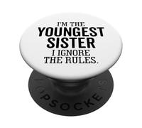 Soy la Hermana más Joven Ignoro Las Reglas Hermano Divertido PopSockets PopGrip Adhesivo