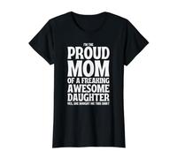 Soy la Madre Orgullosa de una Hija increíble Día de la Madre Camiseta gráfica económica, Mujer, Negro, XS