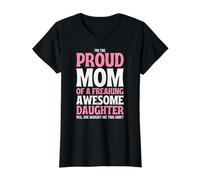 Soy la Madre Orgullosa de una Hija increíble Día de la Madre Camiseta gráfica económica, Mujer, Negro, XS