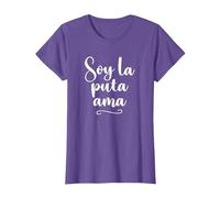 Soy La Puta Ama - Frase Graciosa Mujer Española Camiseta, Mujer, Morado Jaspeado, XXL