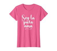 Soy La Puta Ama - Frase Graciosa Mujer Española Camiseta, Mujer, Rosa Jaspeado, XL