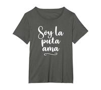 Soy La Puta Ama - Frase Graciosa Mujer Española Camiseta, Mujer Tallas Grandes, Asfalto, 5XL Grande