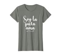 Soy La Puta Ama - Frase Graciosa Mujer Española Camiseta, Mujer, Verde Militar Jaspeado, 3XL