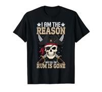 Soy la razón por la Que Todo el Ron se ha ido Pirate Sea Captain Camiseta gráfica económica, Hombre, Negro, L
