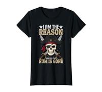Soy la razón por la Que Todo el Ron se ha ido Pirate Sea Captain Camiseta gráfica económica, Mujer, Negro, S