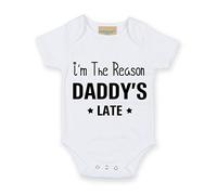 Soy la Razón por la tarde de Papá blanco manga corta Body y gorro para bebé nuevo bebé divertido día del padre azul azul Talla:0-3 Meses