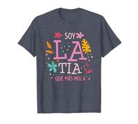 Soy La Tia Que Más Mola Regalo para Una Tía Camiseta, Hombre, Azul Jaspeado, XL