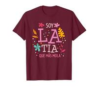 Soy La Tia Que Más Mola Regalo para Una Tía Camiseta, Hombre, Granate, XL