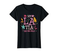 Soy La Tia Que Más Mola Regalo para Una Tía Camiseta, Mujer, Negro, XL