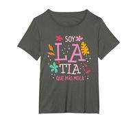 Soy La Tia Que Más Mola Regalo para Una Tía Camiseta, Mujer Tallas Grandes, Asfalto, 5XL Grande