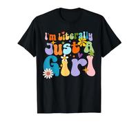Soy Literalmente Solo una Chica Retro Groovy Divertido Eslogan para Ella Camiseta gráfica económica, Hombre, Negro, M