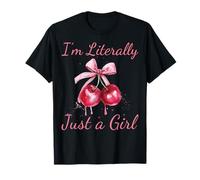 Soy Literalmente Solo Una Chica Rosa Coqueta Arco Cereza Mujer Camiseta