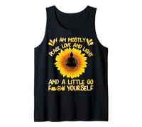 Soy mayormente Paz Amor y luz Girasol Yoga Buddha Camiseta sin Mangas