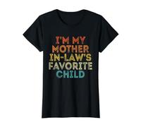 Soy mi Hijo Favorito de mi Suegra Divertido Padre Retro Camiseta gráfica económica, Mujer, Negro, XS