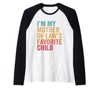 Soy mi Hijo Favorito de mi Suegra Divertido Padre Retro Camiseta Manga Raglan