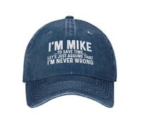 Soy Mike para Ahorrar Tiempo. Supongamos Que Nunca me equivoco. Gorras de béisbol para Mujer. Gorras Bonitas.